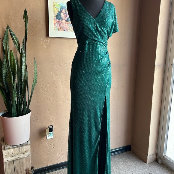 Green Sequin Gatsby Special Occasion Maxi Dress NWT - Picture 7 of 9
